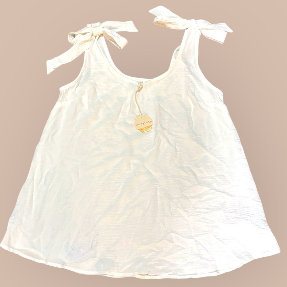 Pinkblush White Tank Top with Bow Straps